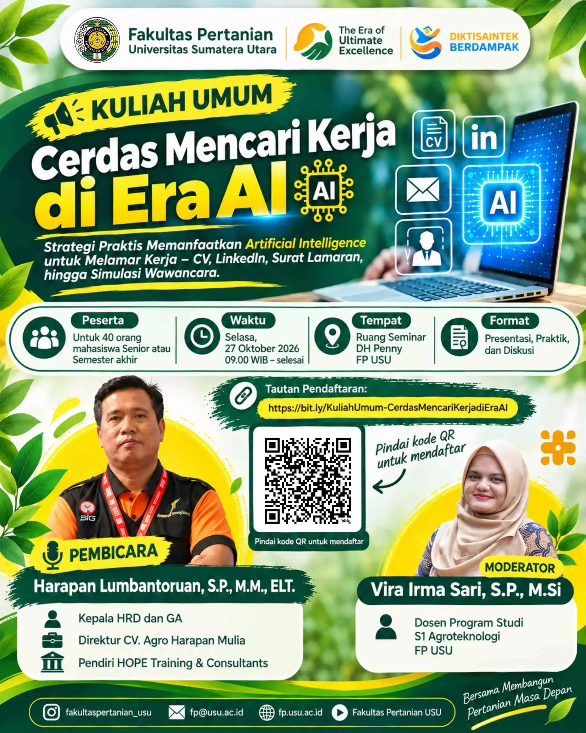 Public Lecture "Smart Job Hunting in the AI Era" for Final-Year Students of FP USU